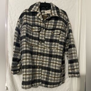 Women’s Universal Thread Plaid Utility Jacket - Black, White, Brown, Size S